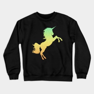 Bright Yellow Orange Ombre Faux Glitter Unicorn Crewneck Sweatshirt